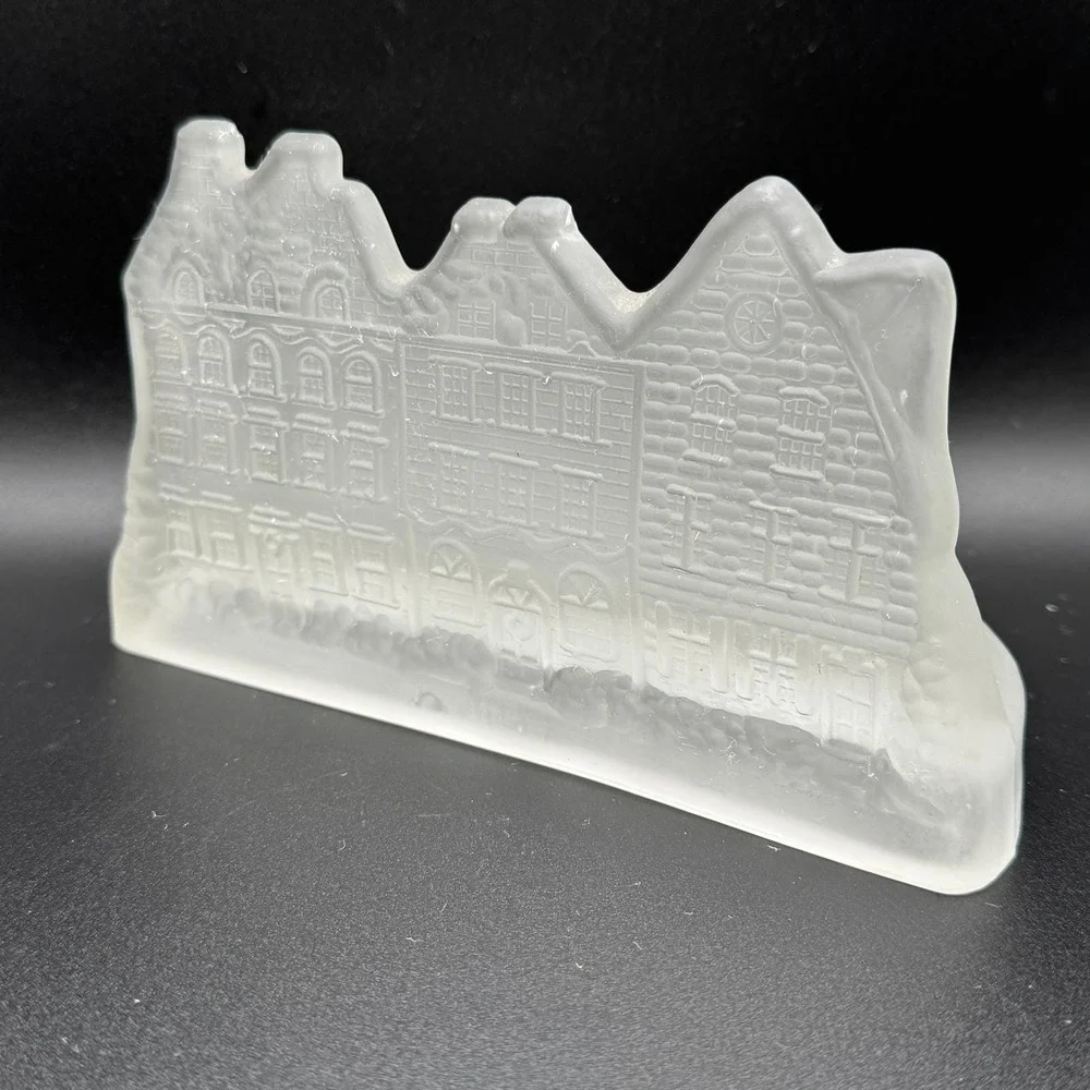 House of Lloyd‎ Vtg. Frosted Crystal Glass Village House Tea Light Candle Holder